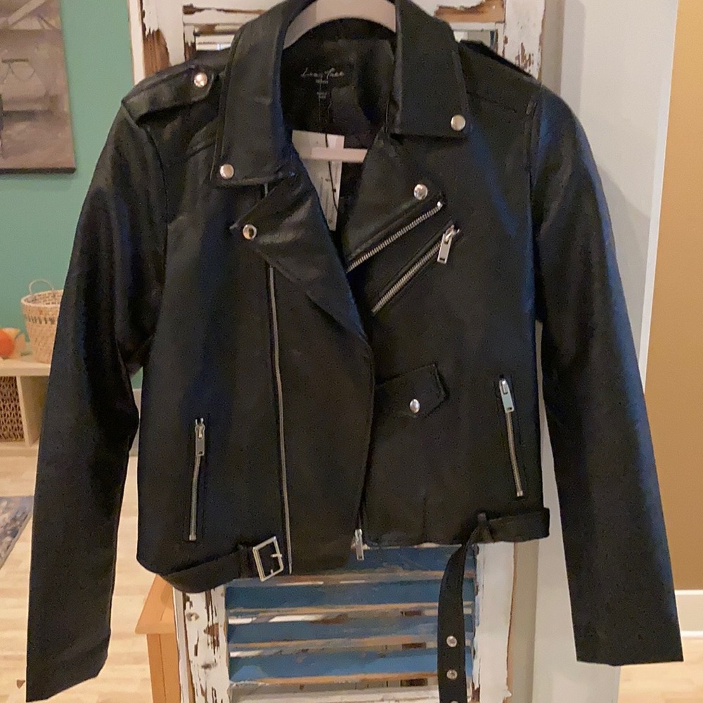 Nwt black faux leather Moto jacket. 🔥